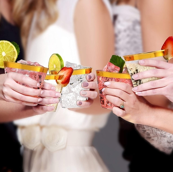 North Kings Party Supplies North Kings Gold Rim Plastic Cups 9 Oz 2